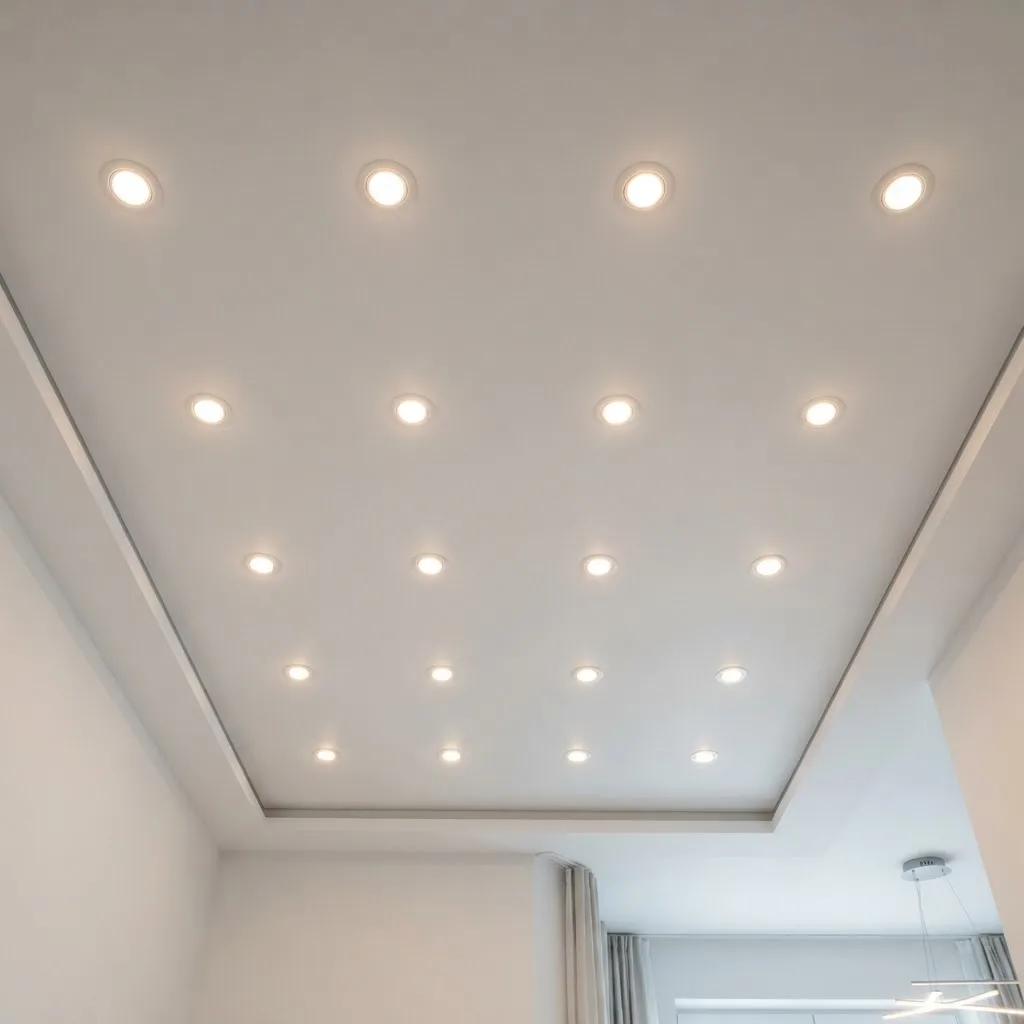 Faux plafond avec spots LED encastrés