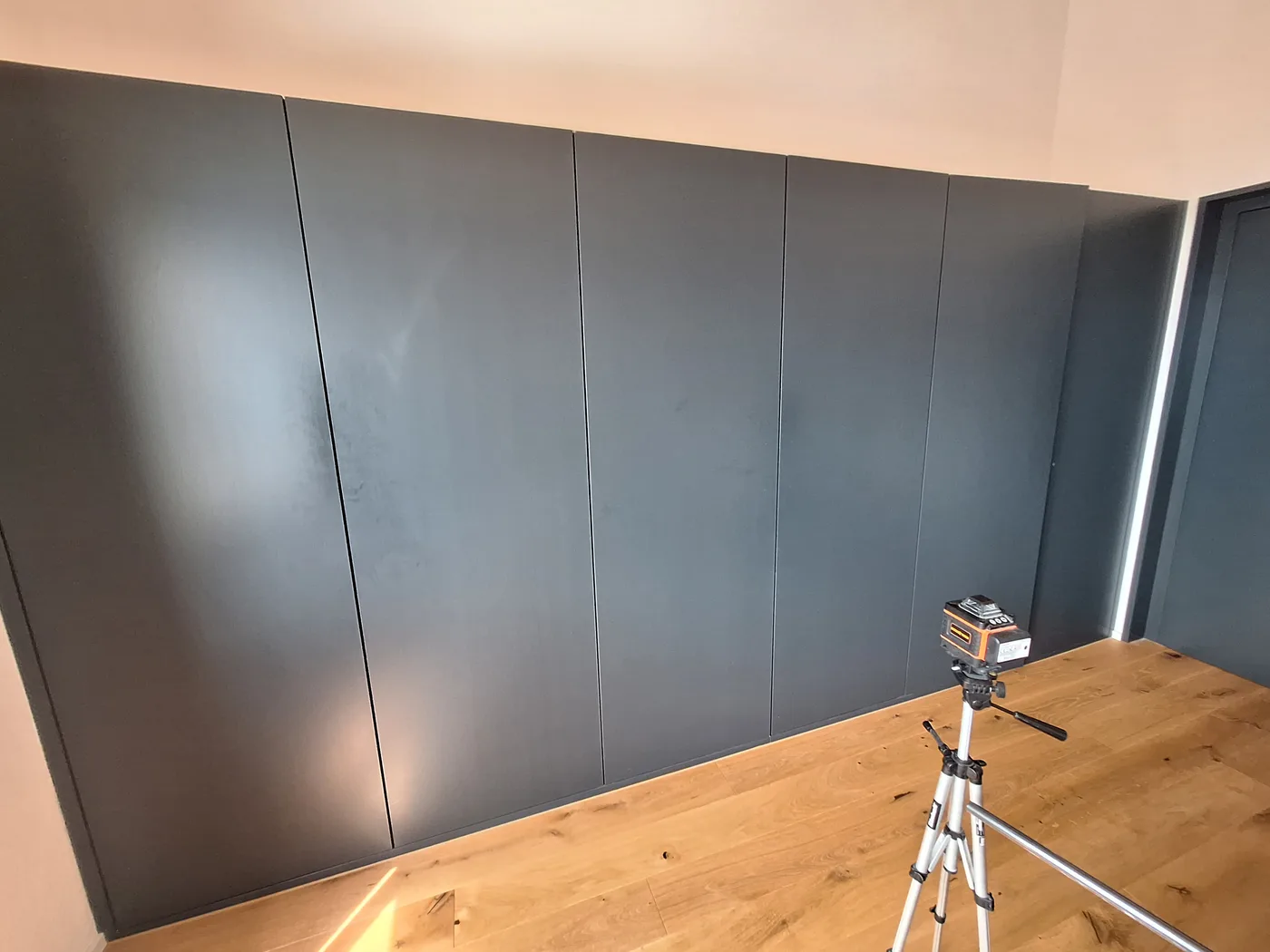 Cabinet doors before and after handle installation — avant